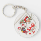 Vintage Kerstmis, Santa Claus met snoeprietten Sleutelhanger (Voorkant)