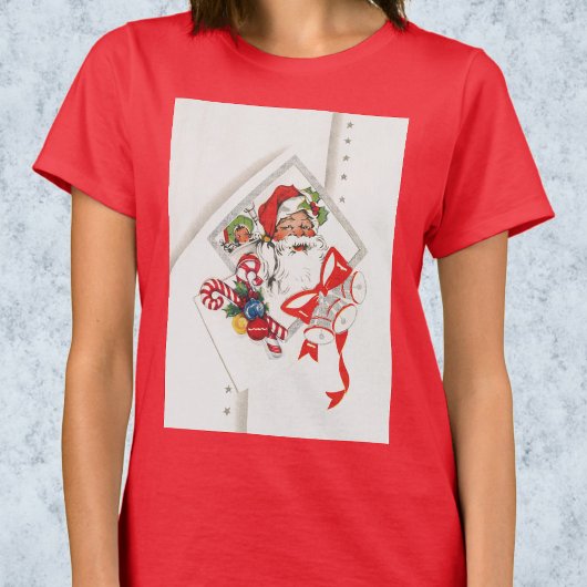 Vintage Kerstmis, Santa Claus met snoeprietten T-shirt