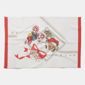 Vintage Kerstmis, Santa Claus met snoeprietten Theedoek (Horizontaal)