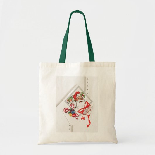 Vintage Kerstmis, Santa Claus met snoeprietten Tote Bag (Voorkant)