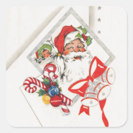 Vintage Kerstmis, Santa Claus met snoeprietten Vierkante Sticker