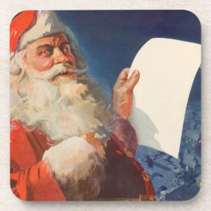 Vintage Kerstmis, Santa Claus Naughty Nice List Drankjes Onderzetter