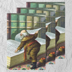 Vintage Kerstmis, Santa Claus Naughty Nice List Inpakpapier Vel