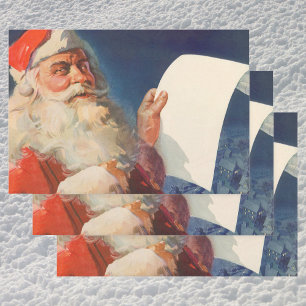 Vintage Kerstmis, Santa Claus Naughty Nice List Inpakpapier Vel