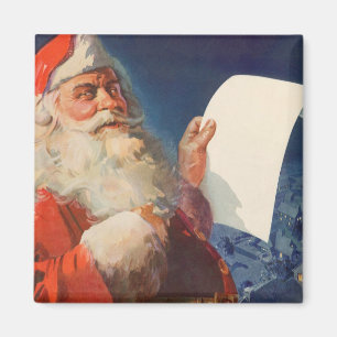 Vintage Kerstmis, Santa Claus Naughty Nice List Magneet