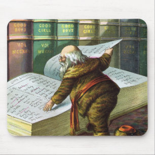 Vintage Kerstmis, Santa Claus Naughty Nice List Muismat