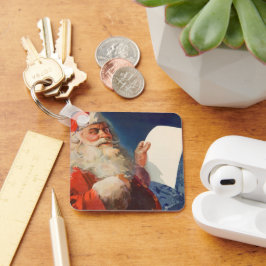 Vintage Kerstmis, Santa Claus Naughty Nice List Sleutelhanger