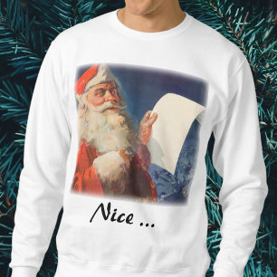 Vintage Kerstmis, Santa Claus Naughty Nice List Trui
