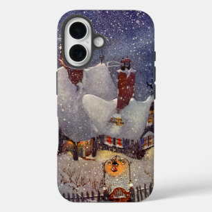 Vintage Kerstmis, Santa Claus Workshop Noordpool iPhone 16 Hoesje