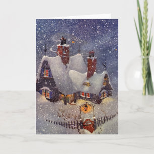 Vintage Kerstmis, Santa Claus Workshop Noordpool Feestdagen Kaart