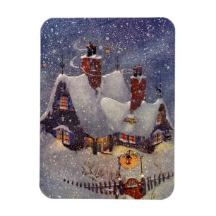 Vintage Kerstmis, Santa Claus Workshop Noordpool Magneet