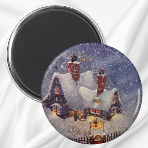 Vintage Kerstmis, Santa Claus Workshop Noordpool Magneet