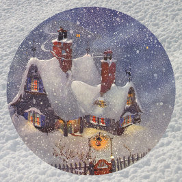 Vintage Kerstmis, Santa Claus Workshop Noordpool Ronde Sticker