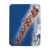 Vintage Kerstmis, Santa Flying Sleigh w Reindeer Magneet (Verticaal)