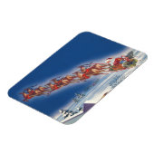 Vintage Kerstmis, Santa Flying Sleigh w Reindeer Magneet (Linkerzijde)