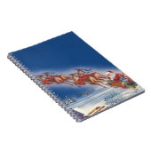 Vintage Kerstmis, Santa Flying Sleigh w Reindeer Notitieboek (Rechterzijde)