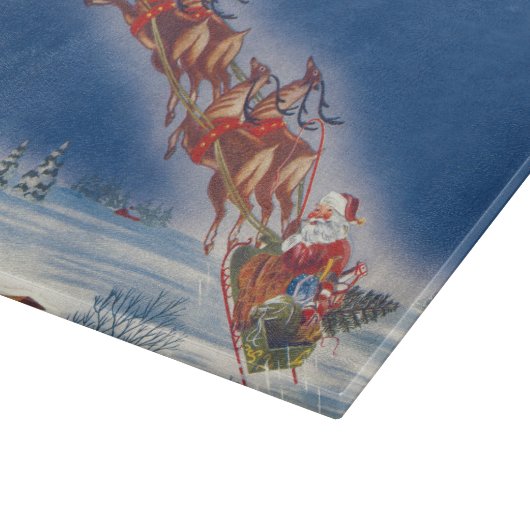 Vintage Kerstmis, Santa Flying Sleigh w Reindeer Snijplank (Hoek)