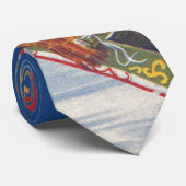 Vintage Kerstmis, Santa Flying Sleigh w Reindeer Stropdas (Opgerold)