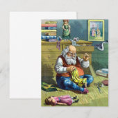 Vintage Kerstmis, Santa naaipoppen uitnodiging (Voorkant / Achterkant)