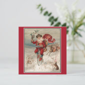 Vintage Kerstmis Santa Riding Fiets Feestdagenkaart (Staand voorkant)