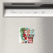 Vintage Kerstmis Santa Scene Magneet (Insitu (Vaatwasser))