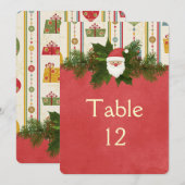 Vintage Kerstmis Santa Tafel kaart (Voorkant / Achterkant)