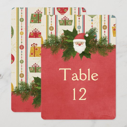 Vintage Kerstmis Santa Tafel kaart (Voorkant / Achterkant)