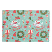 Vintage Kerstmis, Santa, woedend, Teddy Bear Kussensloop (Achterkant)