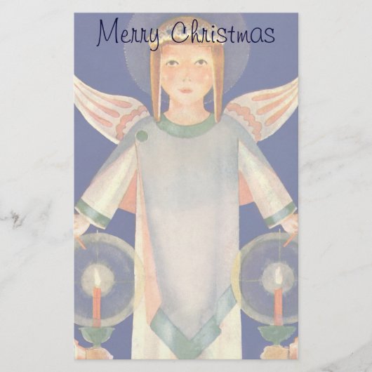 Vintage Kerstmis, Scandinavische Santa Lucia Angel Briefpapier (Voorkant)
