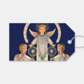 Vintage Kerstmis, Scandinavische Santa Lucia Angel Cadeaulabel (Voorkant (Horizontaal))