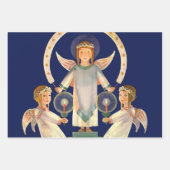 Vintage Kerstmis, Scandinavische Santa Lucia Angel Inpakpapier Vel (Voorkant)