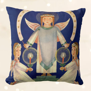 Vintage Kerstmis, Scandinavische Santa Lucia Angel Kussen