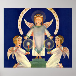 Vintage Kerstmis, Scandinavische Santa Lucia Angel Poster