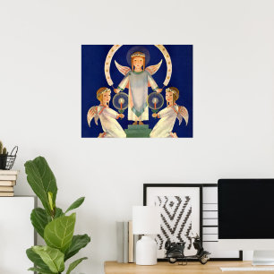 Vintage Kerstmis, Scandinavische Santa Lucia Angel Poster