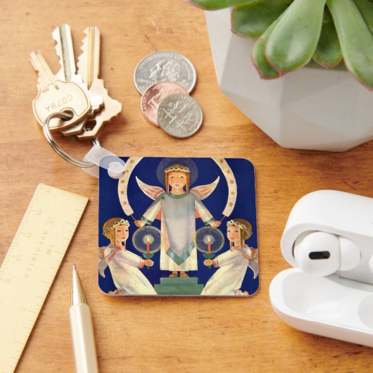 Vintage Kerstmis, Scandinavische Santa Lucia Angel Sleutelhanger (Bureau)