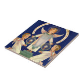 Vintage Kerstmis, Scandinavische Santa Lucia Angel Tegeltje (Zijkant)