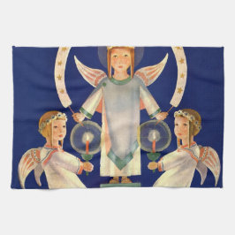 Vintage Kerstmis, Scandinavische Santa Lucia Angel Theedoek