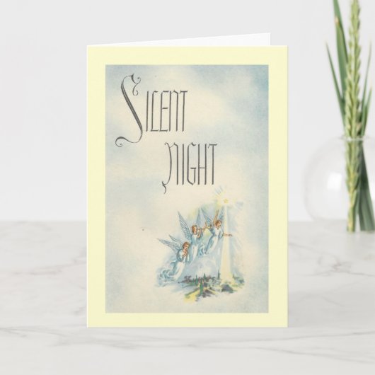 Vintage Kerstmis Silent Night Angels Feestdagen Kaart (Voorkant)