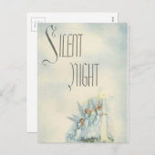 Vintage Kerstmis Silent Night Angels Feestdagenkaart (Voorkant / Achterkant)