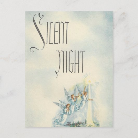 Vintage Kerstmis Silent Night Angels Feestdagenkaart (Voorkant)