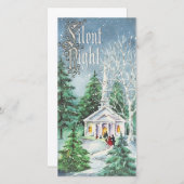 Vintage Kerstmis Silent Night Church Feestdagenkaart (Voorkant / Achterkant)