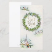 Vintage Kerstmis Silent Night Church Feestdagenkaart (Voorkant / Achterkant)