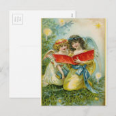 Vintage Kerstmis Singing Angels Feestdagenkaart (Voorkant / Achterkant)