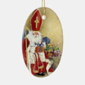 Vintage Kerstmis Sint-Nicholas Santa Claus Keramisch Ornament (Rechts)