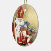Vintage Kerstmis Sint-Nicholas Santa Claus Keramisch Ornament (Links)