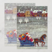 Vintage Kerstmis, Sinterklaas Party uitnodiging (Voorkant / Achterkant)