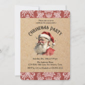 Vintage Kerstmis Sinterklaas Vakantie Party Kaart (Voorkant)
