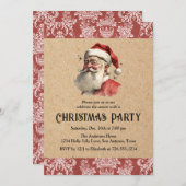 Vintage Kerstmis Sinterklaas Vakantie Party Kaart (Voorkant / Achterkant)