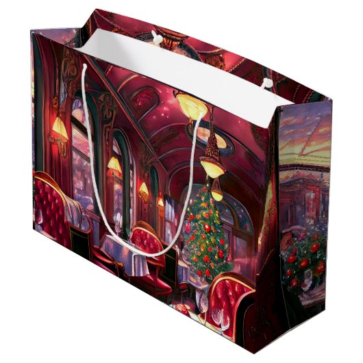 Vintage Kerstmis Slaap Express Restaurant Groot Cadeauzakje (Achterkant Gekanteld)
