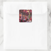 Vintage Kerstmis Slaap Express Restaurant Vierkante Sticker (Tas)